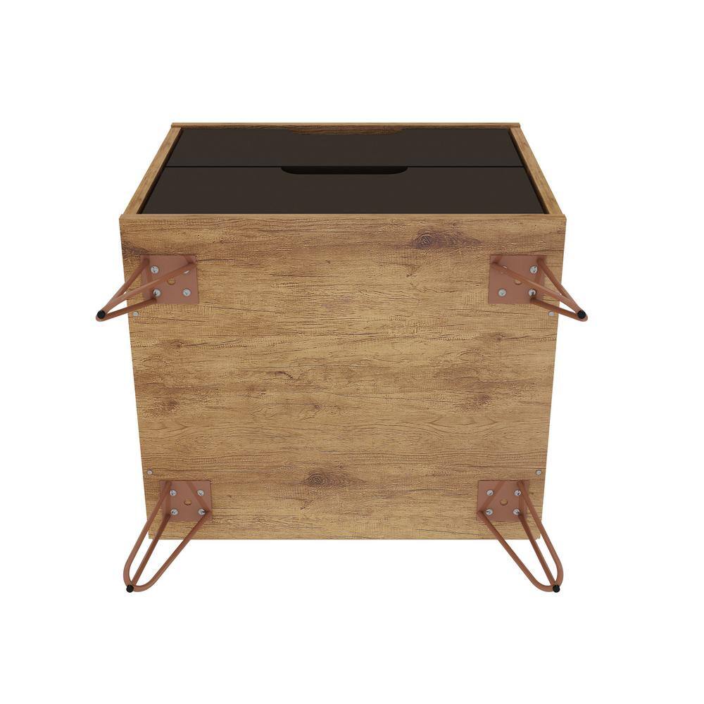 Mid-Century Modern Nature and Textured Grey 2-Drawer Nightstand Set