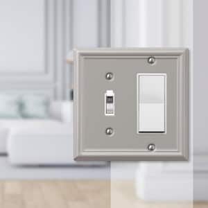 Ascher 2 Gang 1-Toggle and 1-Rocker Steel Wall Plate - Brushed Nickel