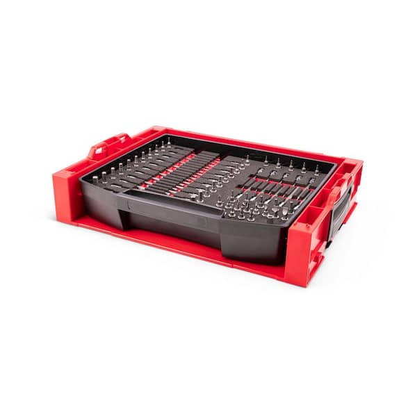 1/4 Inch Drive Standard and Long Bit Socket Set with Open Top Drawer and Rack (75-Piece)