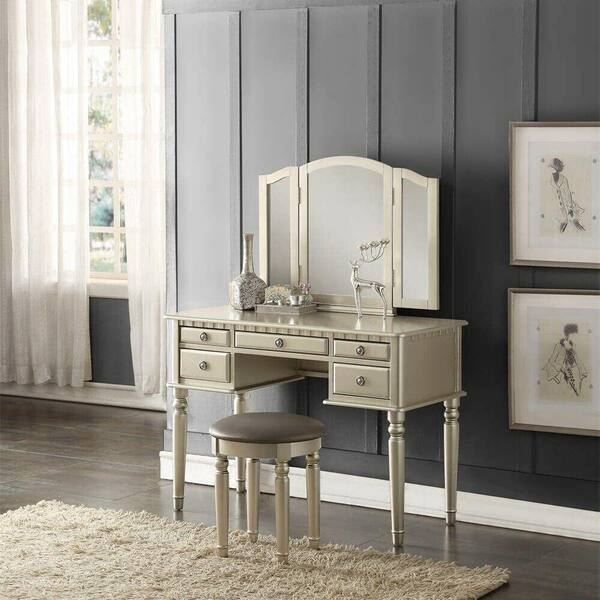 Ly S Collection Silver Armoire Vanity