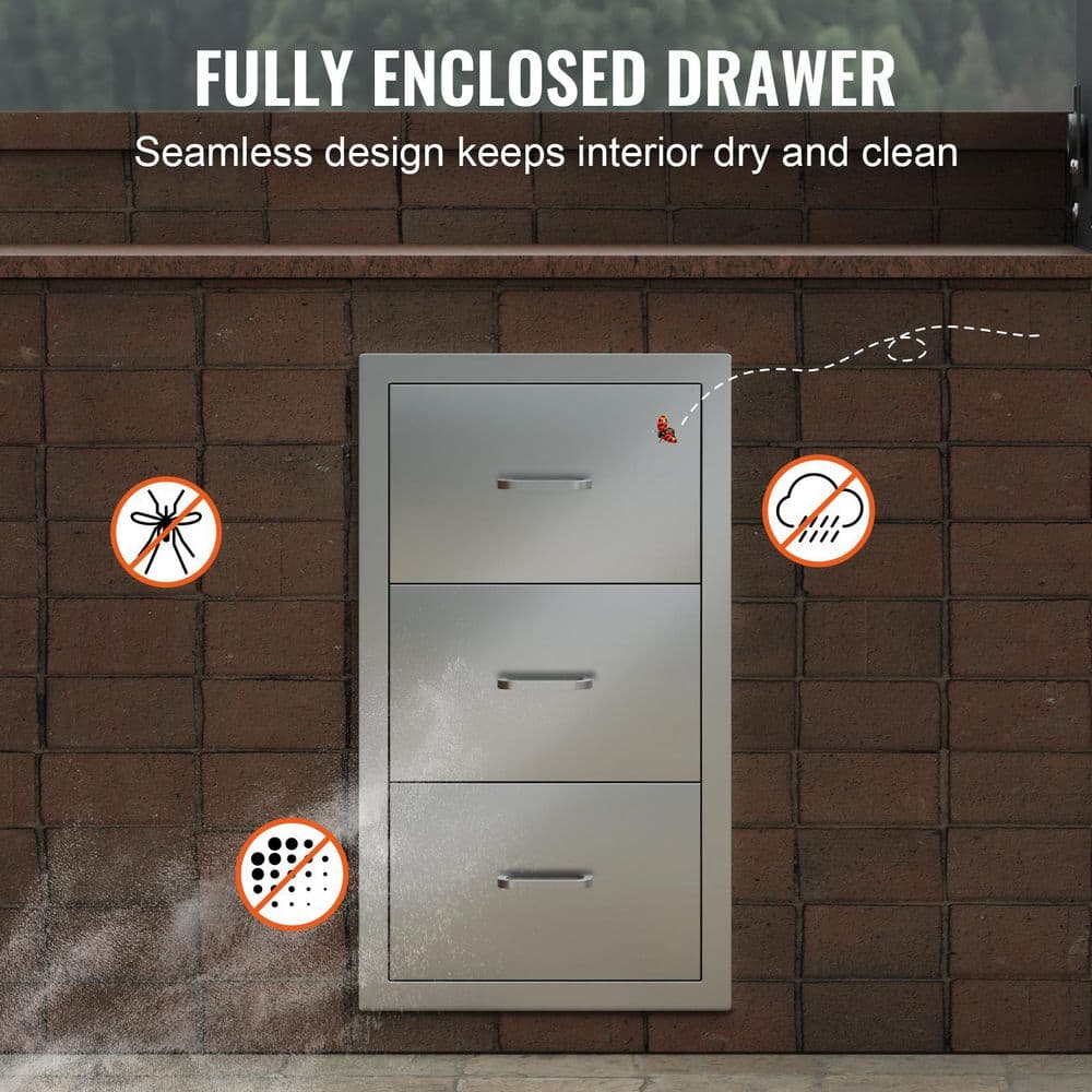 Stainless Steel Outdoor Kitchen Drawers with Paper Towel Holder