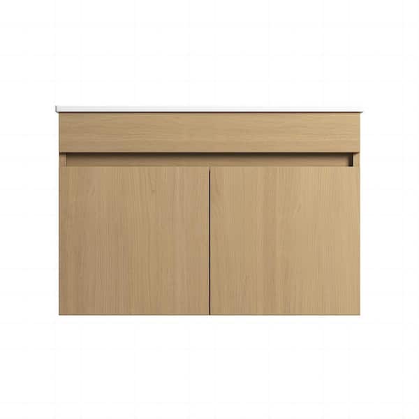 Xspracer Victoria 36 in. W x 18 in. D x 20 in. H Wall Mounted Single Sink Bath Vanity in Wood with Solid Wood and Ceramic Top