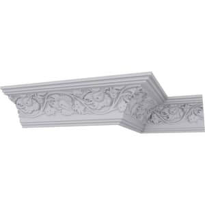 SAMPLE - 4 in. x 12 in. x 3-7/8 in. Polyurethane Rose Crown Moulding