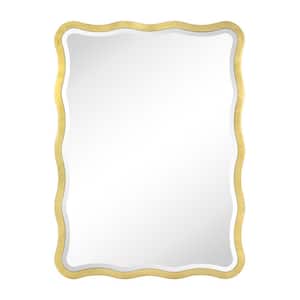 Jasmine 30 in. W x 40 in. H Rectangle Framed Beveled Bathroom Vanity Mirror in Antique Gold Foil