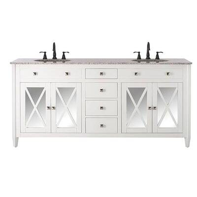 Barcelona 73 in. W x 22 in. D Double Bath Vanity in White with Granite Vanity Top in Grey and White Sink