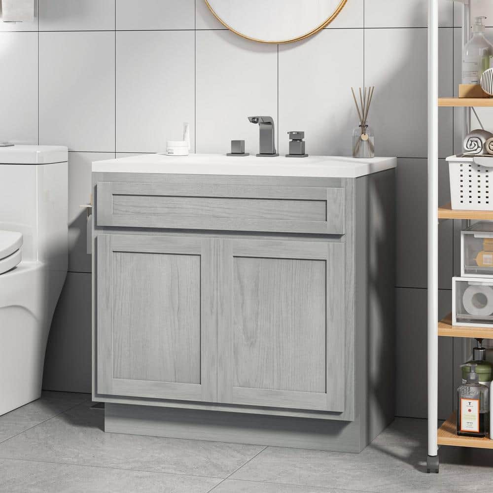 Silver 39 Inch Shaker Style Bathroom Vanity Cabinet