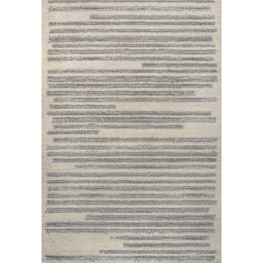 Khalil Gray and Cream Synthetic Striped Rectangular Rug