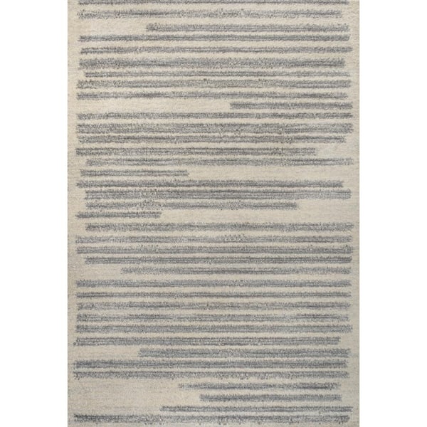 Khalil Modern Berber Stripe Cream/Gray 8 ft. x 10 ft. Area Rug