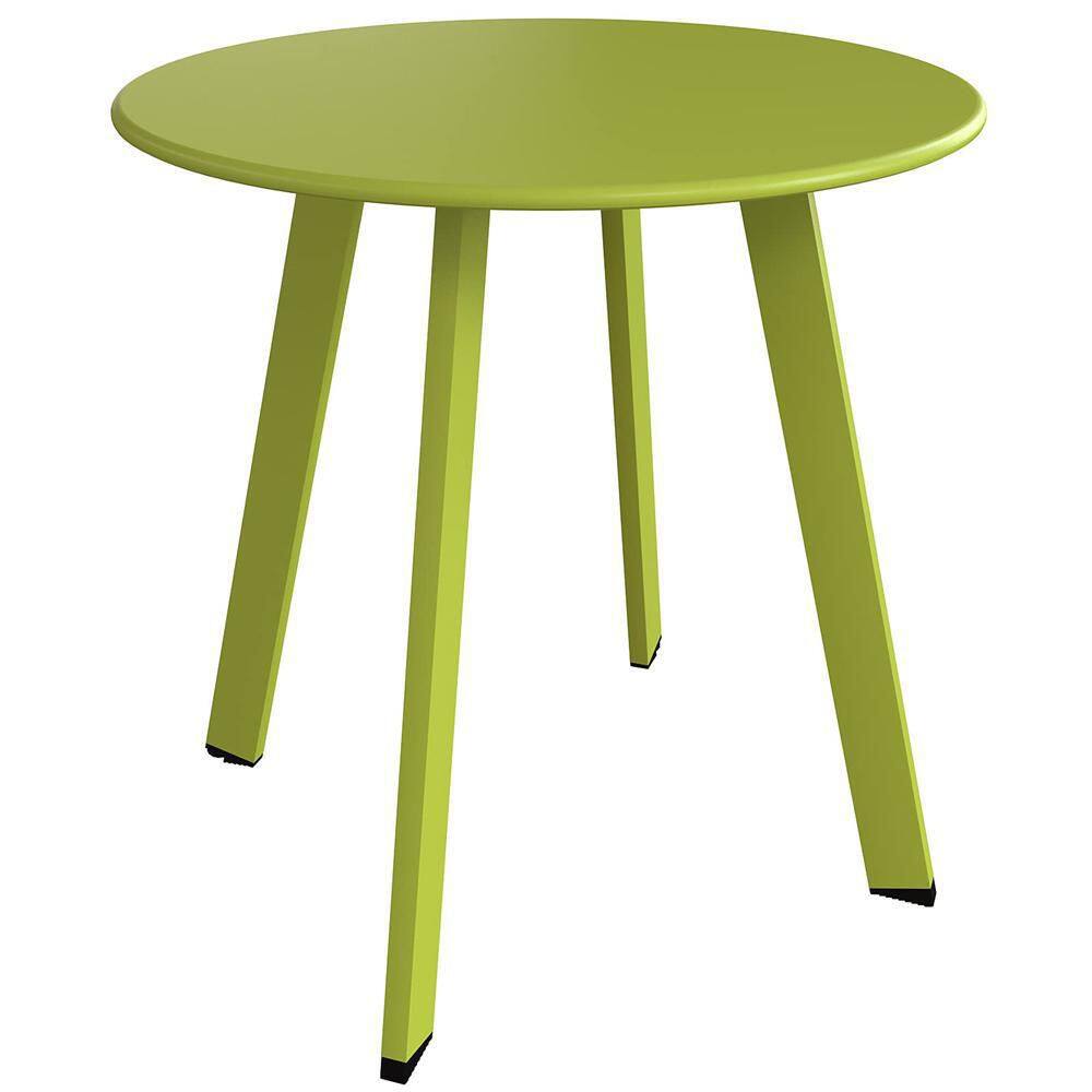 Green Metal 18 in. Square Legs Steel Powder Coated Round Outdoor Dining Tab
