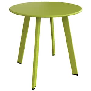 Green Metal 18 in. Square Legs Steel Powder Coated Round Outdoor Dining Table without Extension