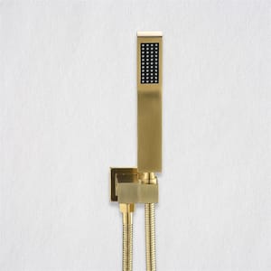Luxury Wall Mounted Shower System with 10 in.Rain and Handheld Shower Head in Brass