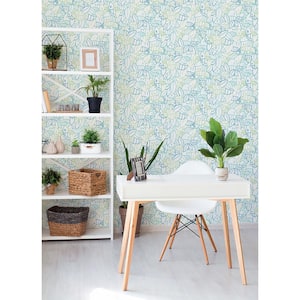Multi Blue Cool Floral Sequence Peel and Stick Wallpaper
