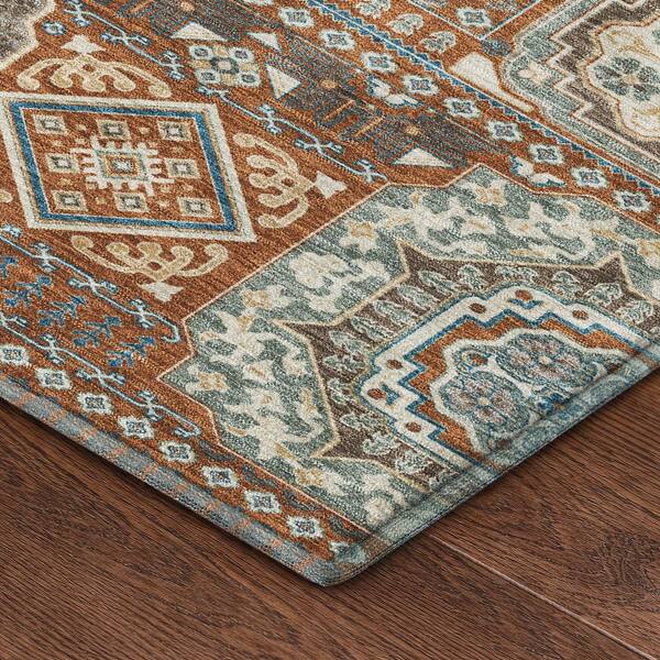 Mayfield Premium Machine Washable Abstract AMF2525 Paprika 3 ft. x 5 ft. Area Rug