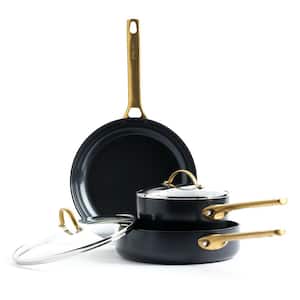 5-Piece Hard Anodized Ceramic Nonstick Cookware Set with Lids in Black