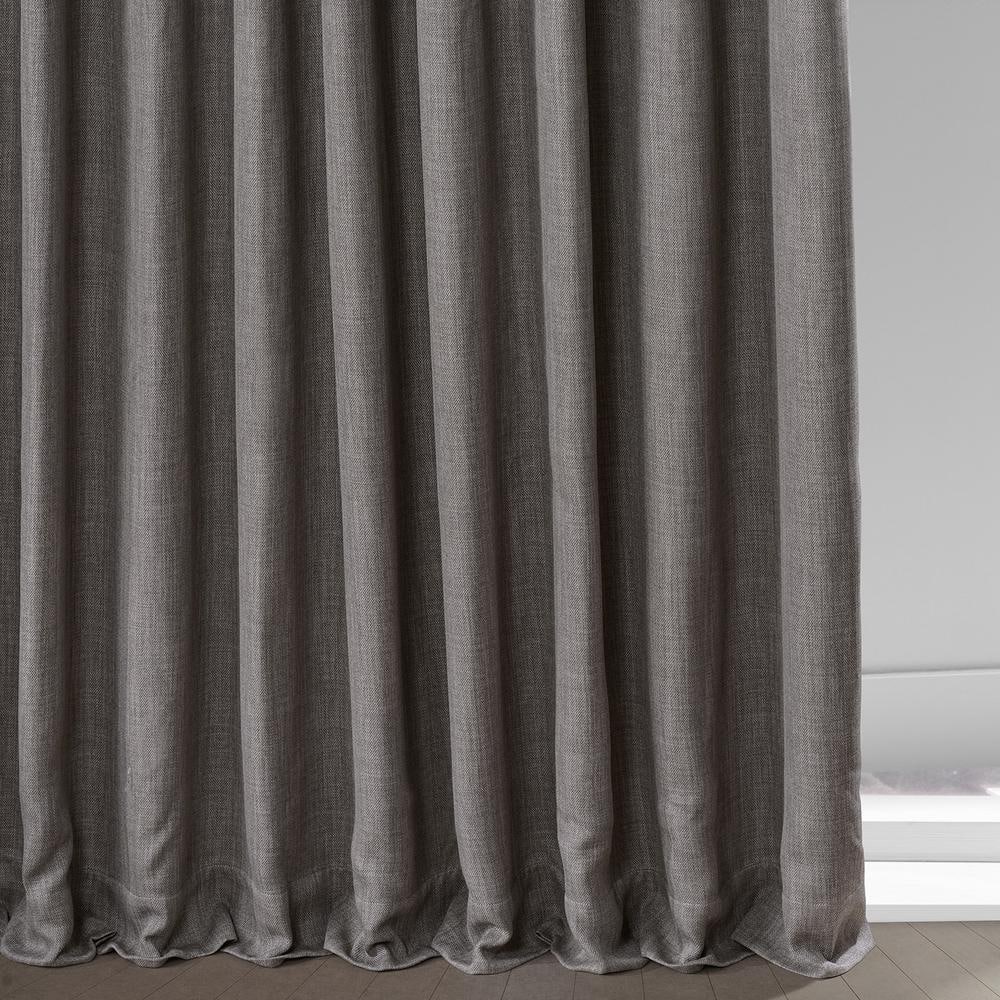 Mink 84" Faux Linen Blackout Curtain Panel