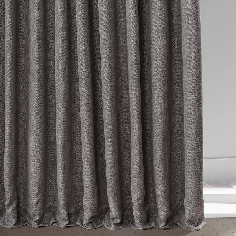 Gray Faux Linen Extra Wide Blackout Curtain Panel