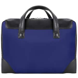 HARPSWELL, Nano Tech-Light Nylon with Leather Trim, 17" Dual Compartment Laptop Briefcase, Navy (18567)