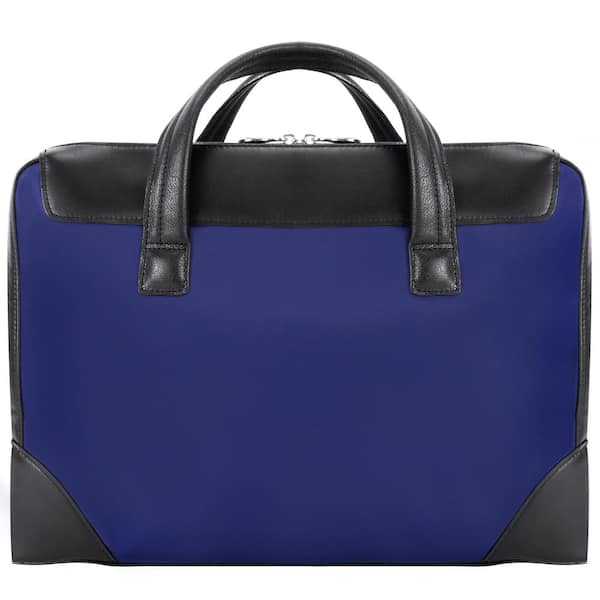 McKLEIN HARPSWELL, Nano Tech-Light Nylon with Leather Trim, 17" Dual Compartment Laptop Briefcase, Navy (18567)