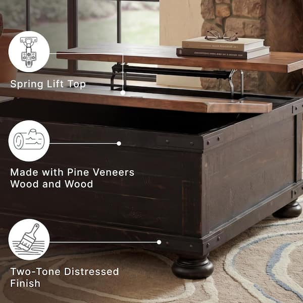 Signature DESIGN BY ASHLEY Valebeck 36 in. Black/Brown Square Wood