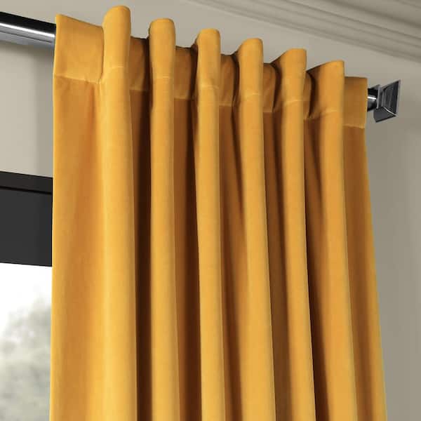 Exclusive Fabrics Furnishings Fool S Gold Velvet Rod Pocket Blackout Curtain 50 In W X 120 In L Vpch 180407 120 The Home Depot