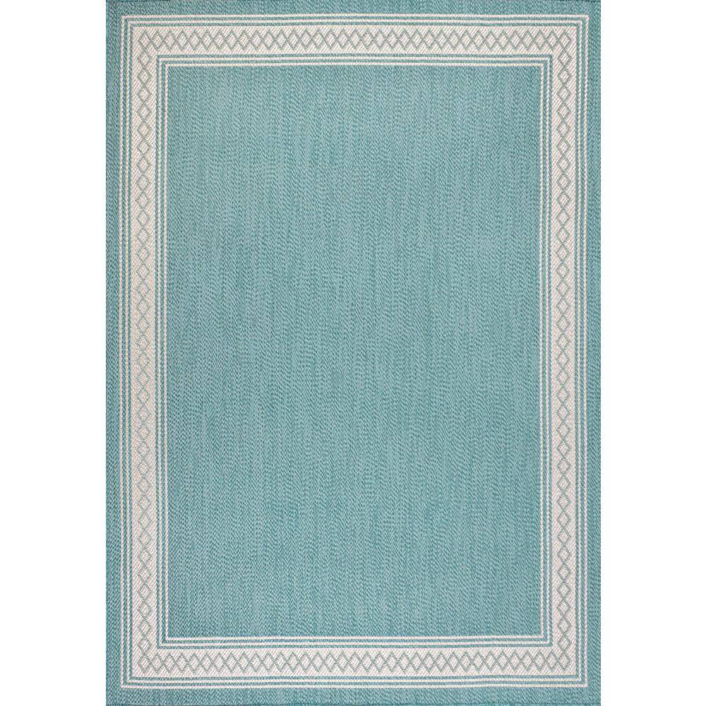 Aqua and Light Gray Reversible Diamond Synthetic Area Rug