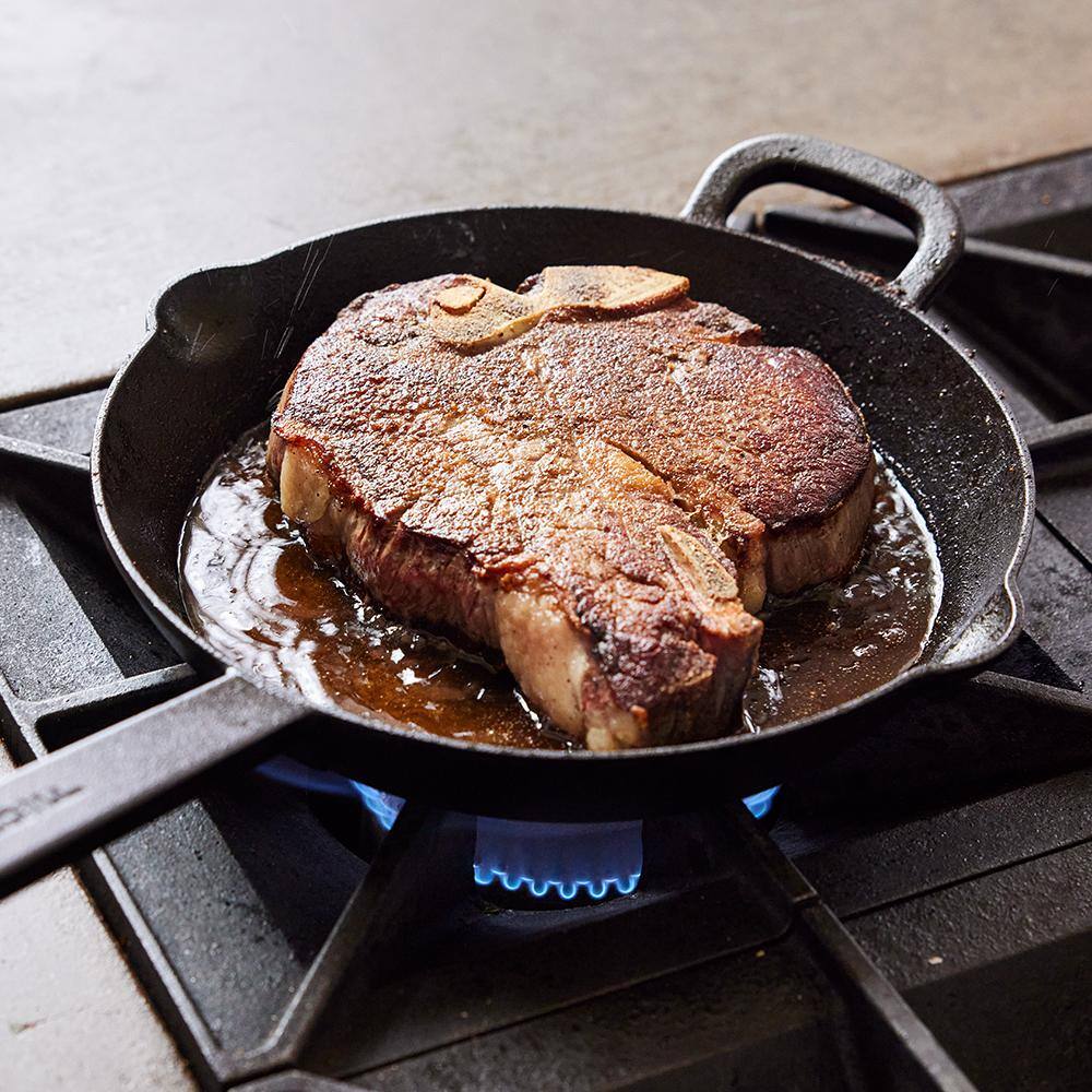 Black 12" Cast Iron Skillet with Helper Handle