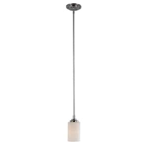 Mod Pod 1-Light Polished Chrome Mini Pendant Light Fixture with Frosted Glass Cylinder Shade