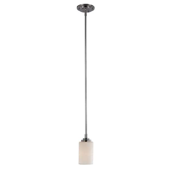 Bel Air Lighting Mod Pod 1-Light Polished Chrome Mini Pendant Light Fixture with Frosted Glass Cylinder Shade