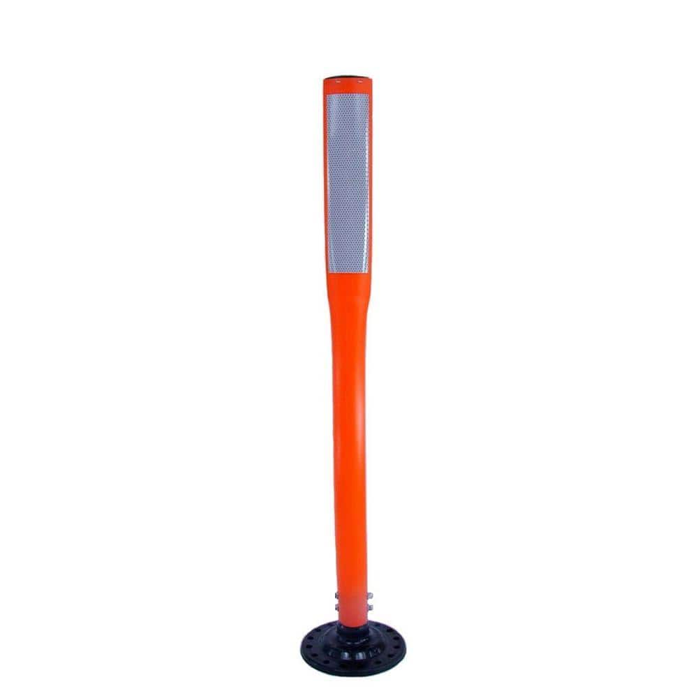 White Round Delineator Post with Band and Base Three D Traffic Works 42 in 