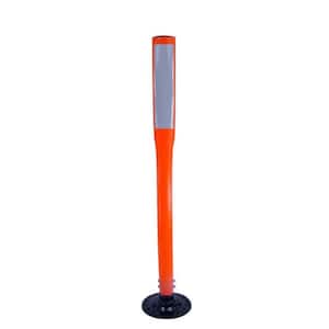 42 in. Orange Flat Delineator Post and Base with 3 in. x 12 in. High-Intensity White Strip