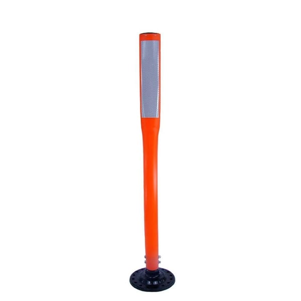 Three D Traffic Works 42 in. Orange Flat Delineator Post and Base with 3 in. x 12 in. High-Intensity White Strip
