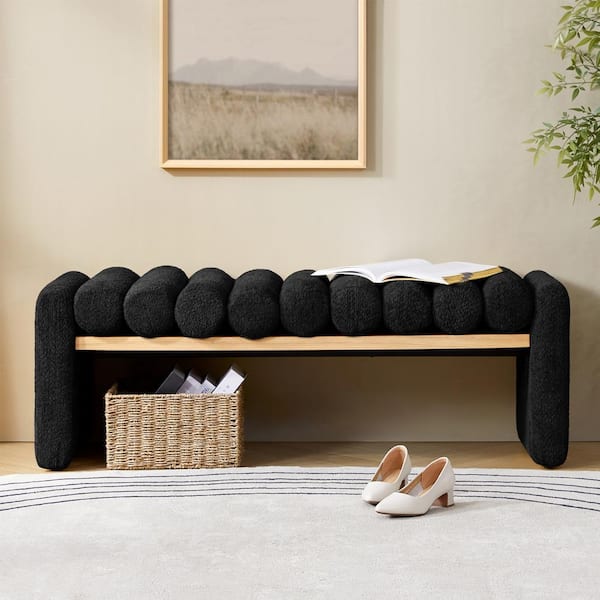 JAYDEN CREATION Alva Black 52.5 in. Modern Upholstered Bench