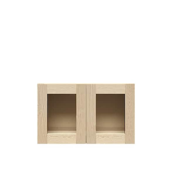 30 in. x 18 in. x 12 in. Lancaster Shaker Assembled Wall Cabinet with 2-Mullion Doors in Natural Wood