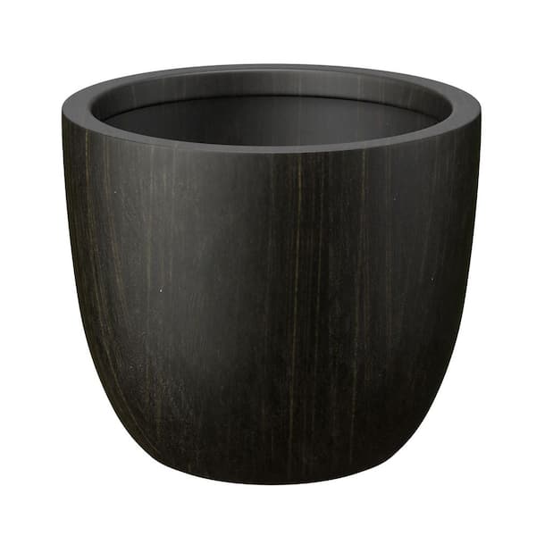 18 in. Large Bronzed Black(Enhanced Core) Concrete Round Planter / Pot with Drainage holes