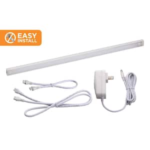 24 in. LED Warm White 2700K, Dimmable, 1-Bar Under Cabinet Lights Kit with Hands-Free On/Off (Tool-Free Plug-in Install)