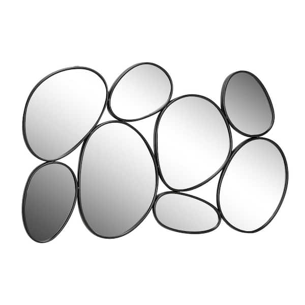 Litton Lane 35 in. x 54 in. Bubble Cluster Oval Framed Black Wall Mirror
