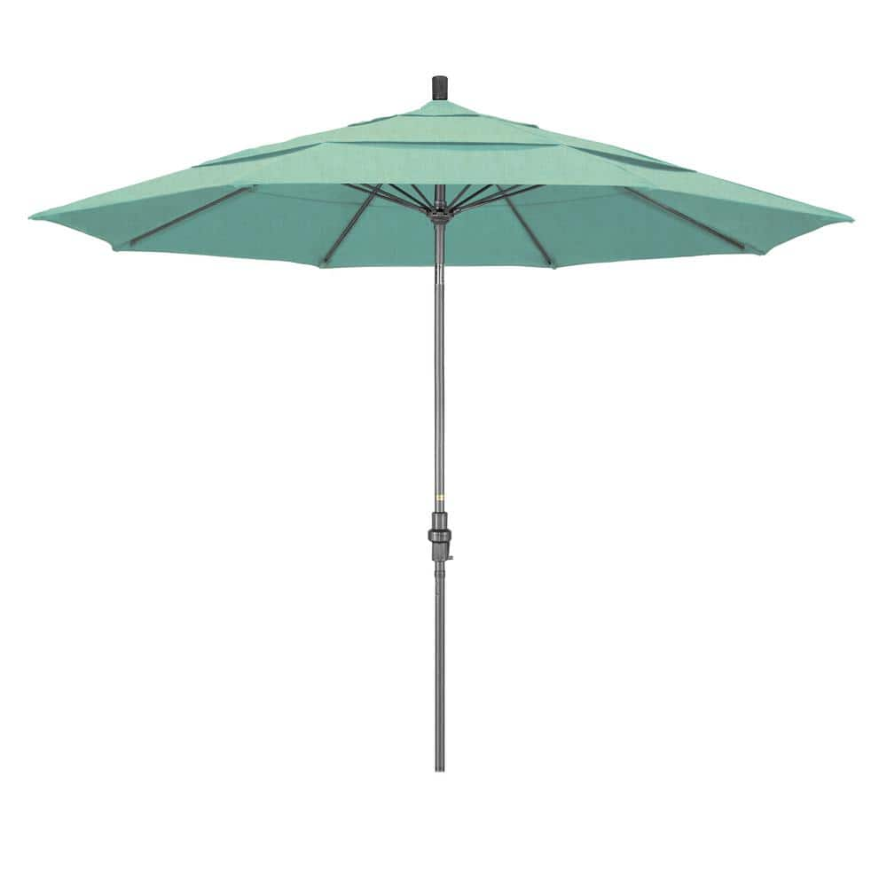 California Umbrella 11 ft. Hammertone Grey Aluminum Market Patio ...