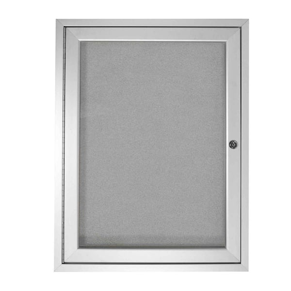 ghent 1-Door Enclosed 36 in. x 36 in. Bulletin Board, Vinyl, Silver, 1-Pack