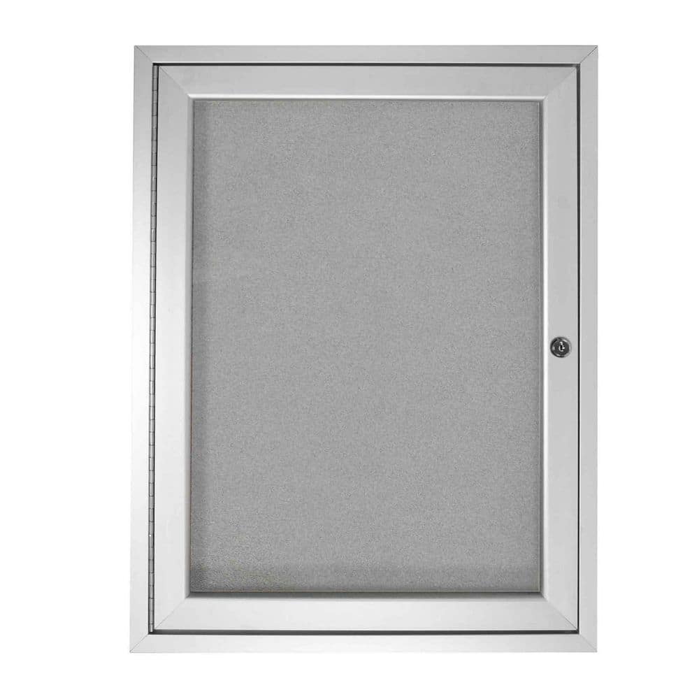 ghent 1-Door Enclosed 24 in. x 18 in. Bulletin Board, Vinyl, Silver, 1 ...