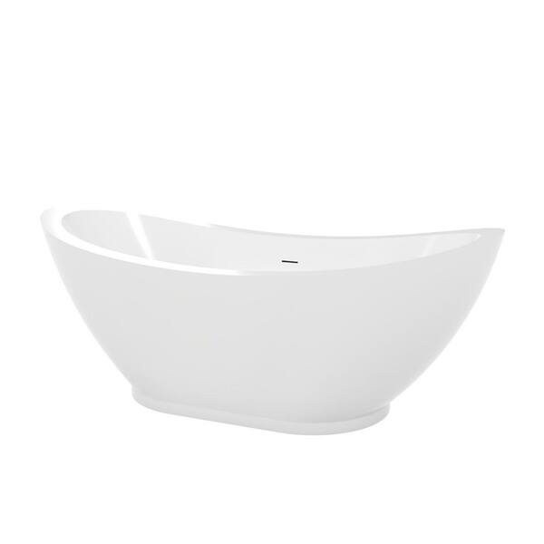 Prospero 69 in. L x 32.5 in. W Acrylic Double Slipper Freestanding Soaking Bathtub with Center Drain in Chrome