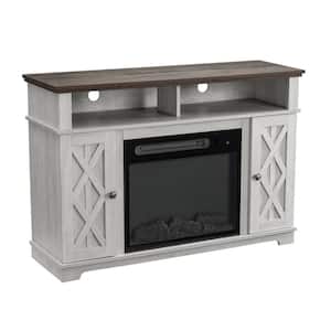 48 in. White TV Stand for TVs up to 55 in. with Electric Fireplace