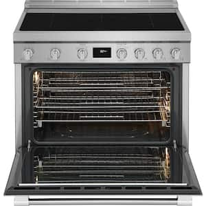 Professional 36 in. 5 Element Slide-In Induction Range in Stainless Steel with Dual Fan Convection