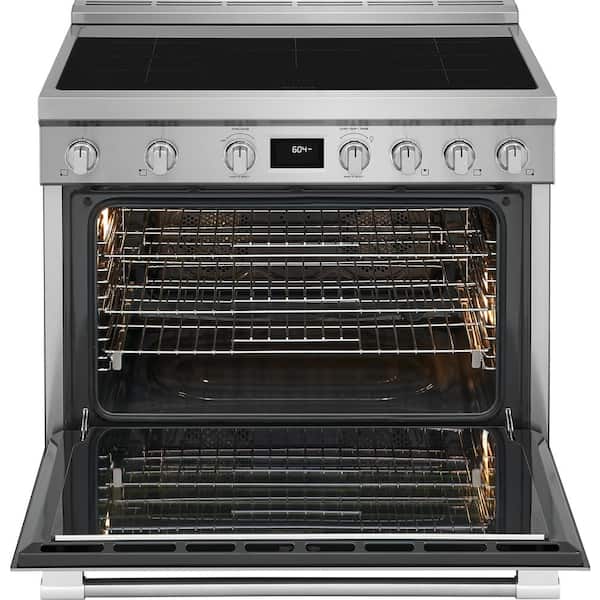 Professional 36 in. 5 Element Slide-In Induction Range in Stainless Steel with Dual Fan Convection