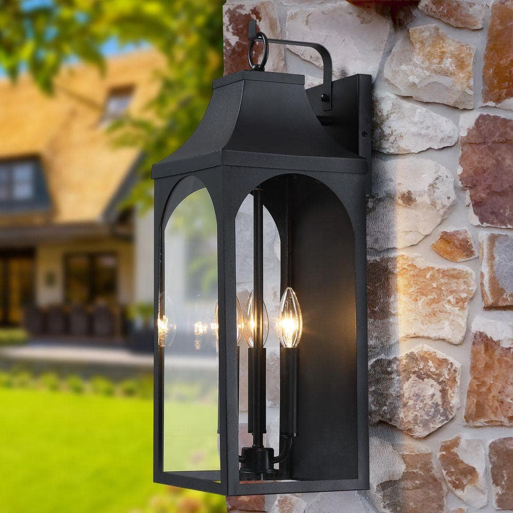 Campanella カムパネラ Classic Light C3763CL pasentel 22 in. Black 3-Light Large Outdoor Wall Lights With Clear