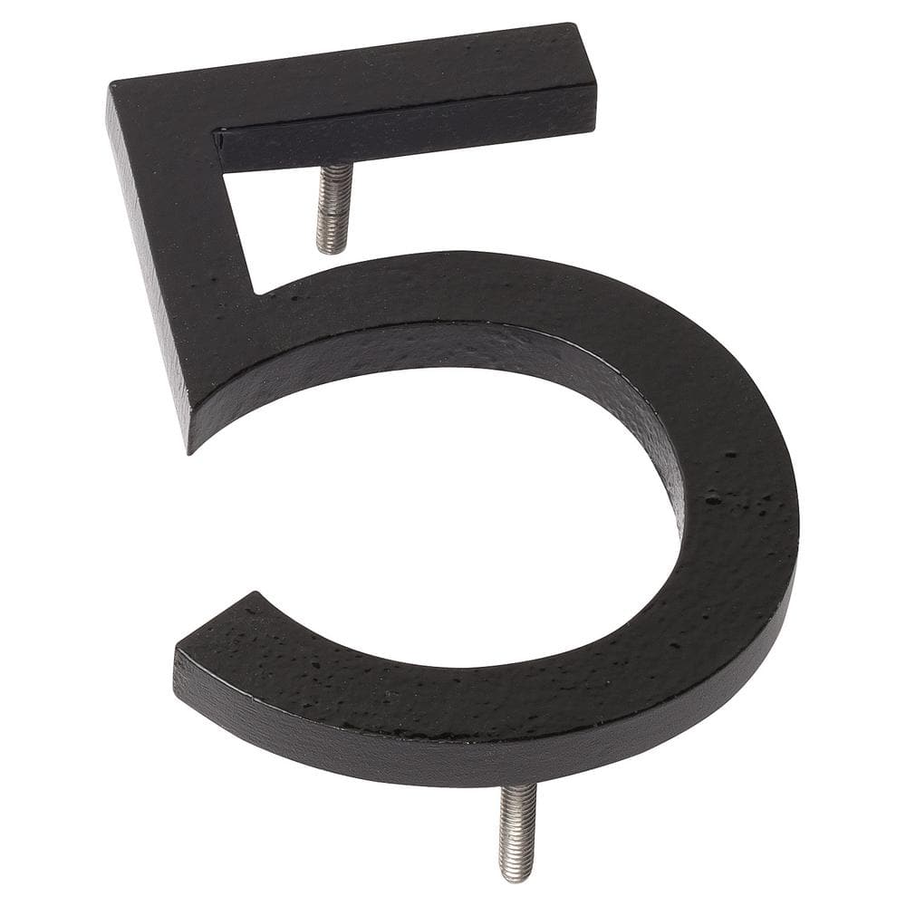 8-inch Black Aluminum Floating House Number 5