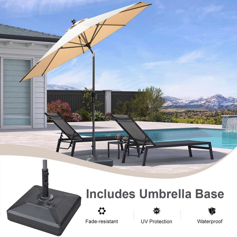 10 ft. Octagon Aluminum Auto-Tilt Outdoor Market Patio Umbrella with Base in Beige price history on PriceWatchPro