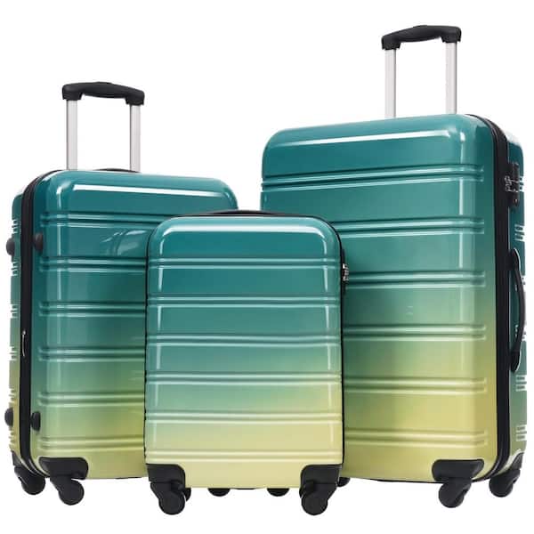 Gradient Design 3 Bags 3-Piece Green, Yellow Expandable ABS Hardshell Spinner 20 in. 24 in. 28 in. Luggage Set TSA Lock