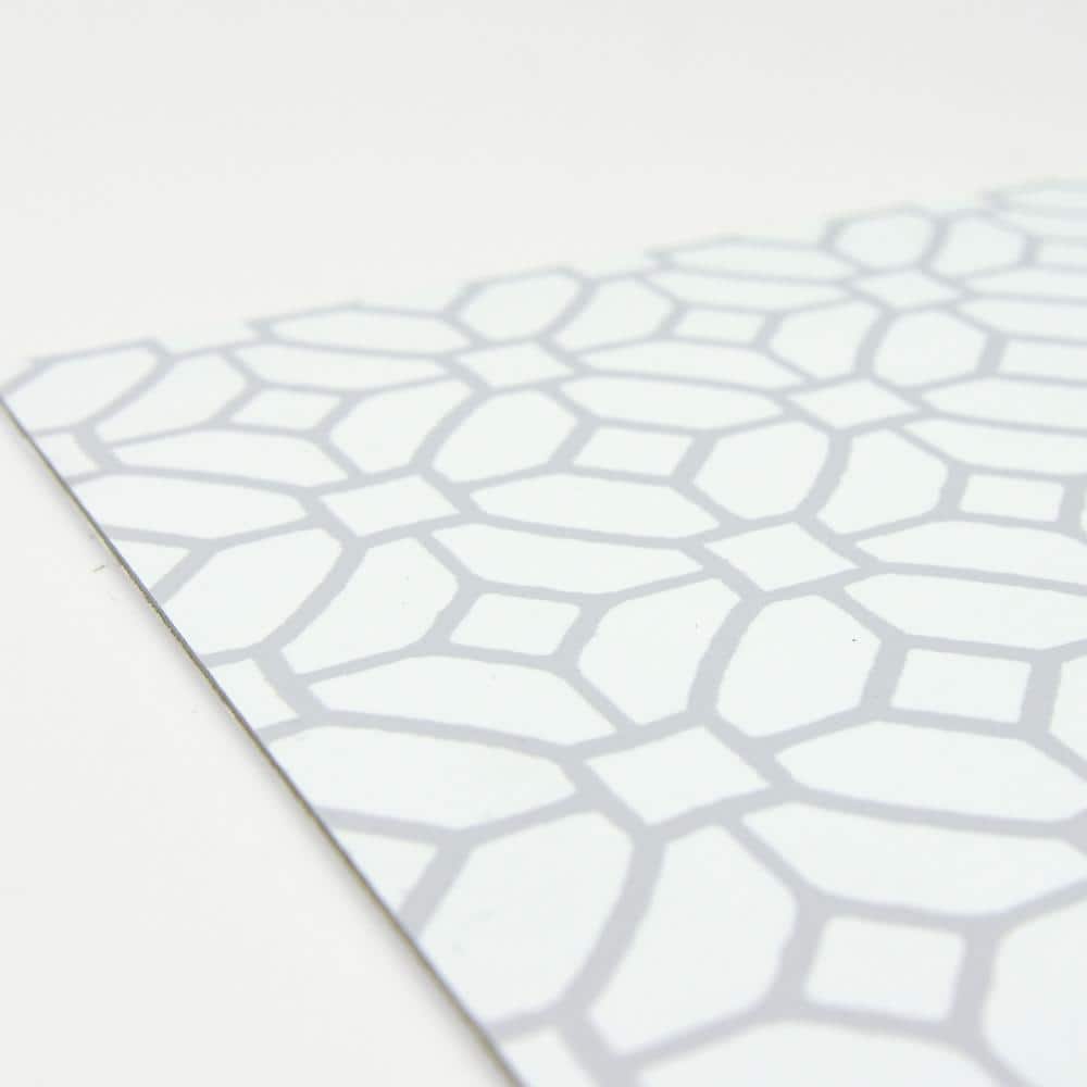 Lattice White and Gray 12'' x 12'' Peel and Stick Vinyl Floor Tiles