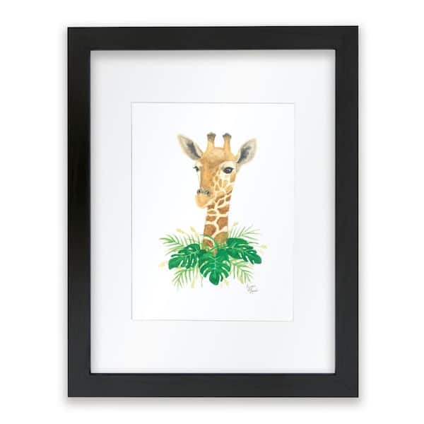 Unbranded Safari Littles "Giraffe" by Alyssa Lewis Individual Black Framed with Mat Animal Art Print 24 in. x 18 in.