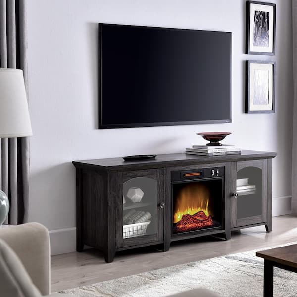 Hearthpro 56in Media Electric Fireplace With Arch Doors In Weathered Gray Sp6616 Of Hearthpro 56in Media Electric, Home Depot Fireplaces Tv Stand